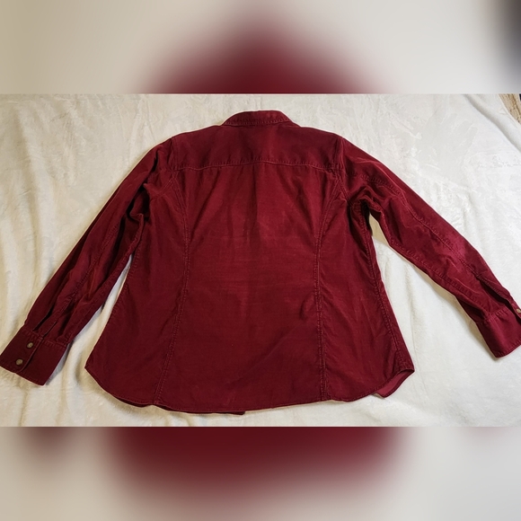 Eddie Bauer Women's Courdaroy Deep Red Button Down Shirt, Size XL - Picture 3 of 5